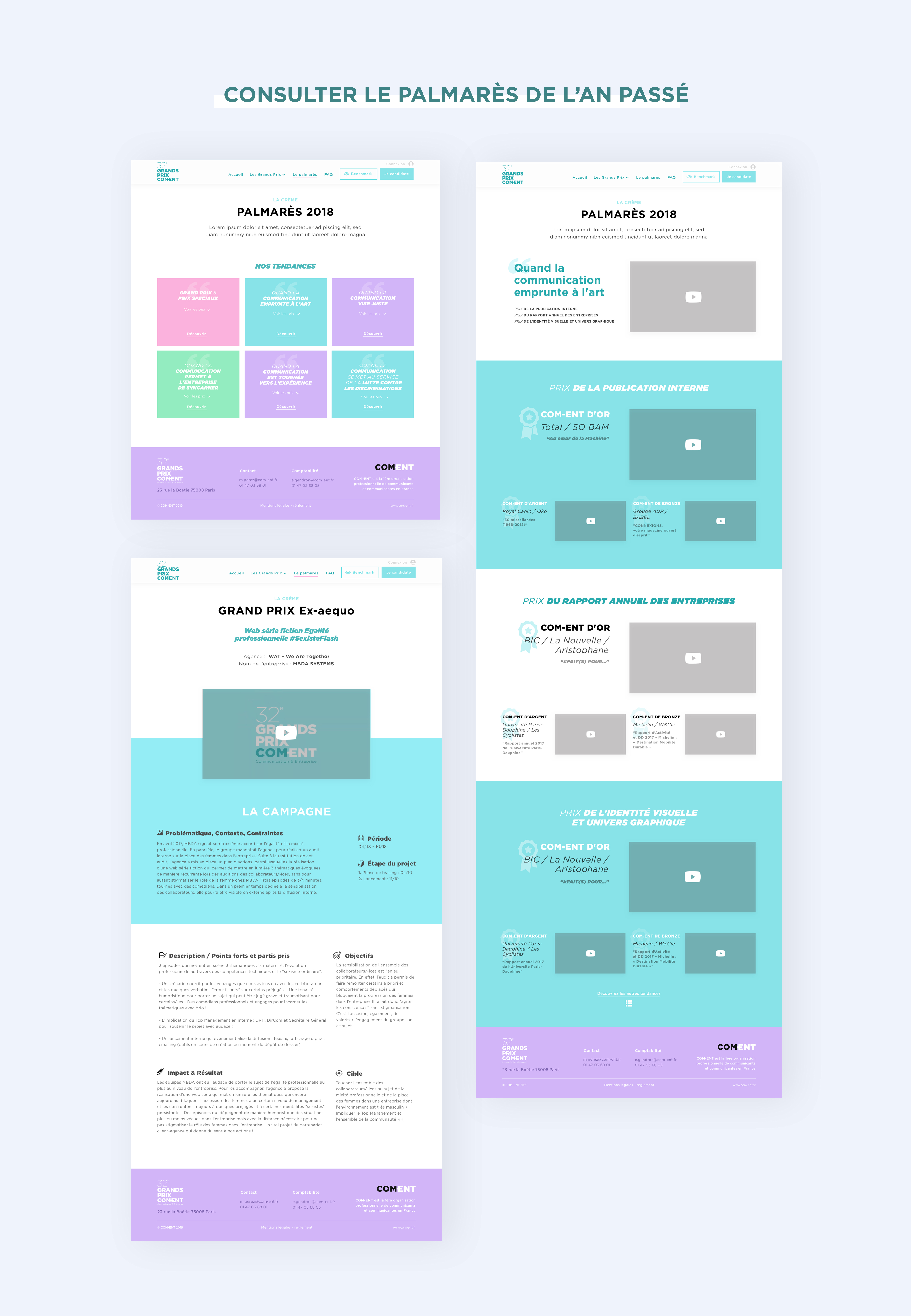  Com-ent, première association des communiquants de france, site internet, Grands Prix, Communication, site web, Maquette, UI design, Webdesign 